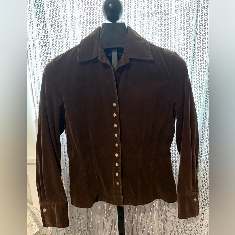 Christopher & Banks Brown Velvety Corduroy, Women's Jacket/Blazer/Top sz L🤎